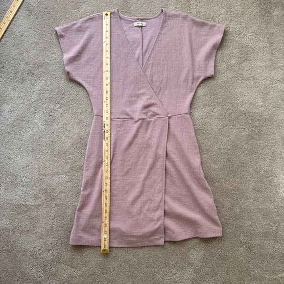 Madewell Faux Wrap Dress Mauve Pink Short Sleeve Size M Spring Summer - Picture 6 of 10